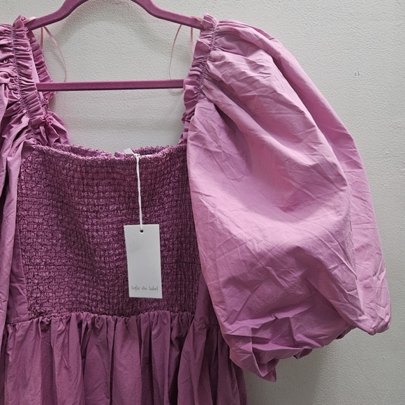 NWT Puff Sleeve Pink Smocked Coquette Dress Size L Cottagecore Wedding Party - Picture 6 of 9
